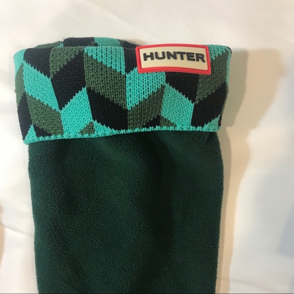 NIB Hunter 'Geometric Dazzle'‎ Original Tall Fleece Welly Socks in Medium - Picture 5 of 8